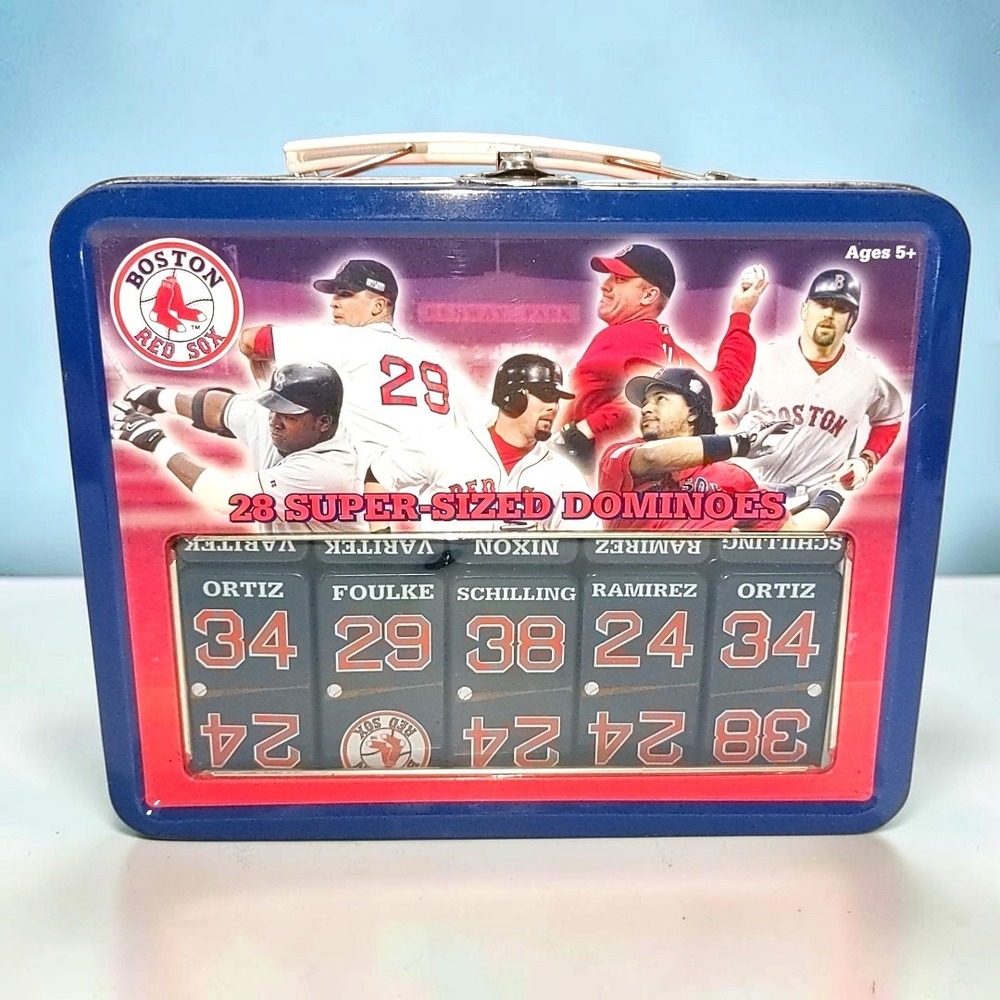 Vtg Sababa Toy Boston Red Sox MLB 28 Super Size Dominoes Metal Lunchbox Tin 2006
